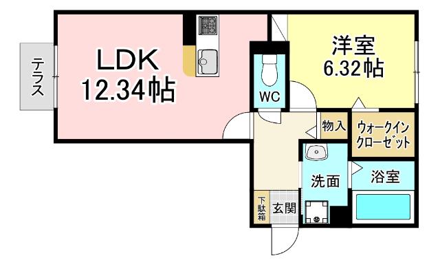 北九州市小倉南区城野アパート 間取り図画像