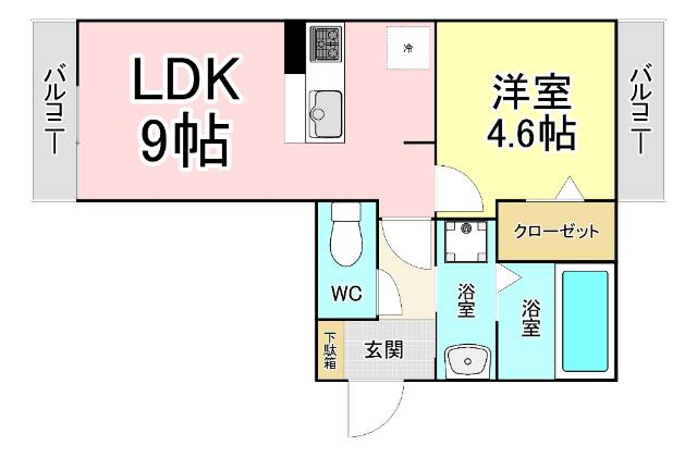 北九州市小倉南区城野アパート 間取り図画像