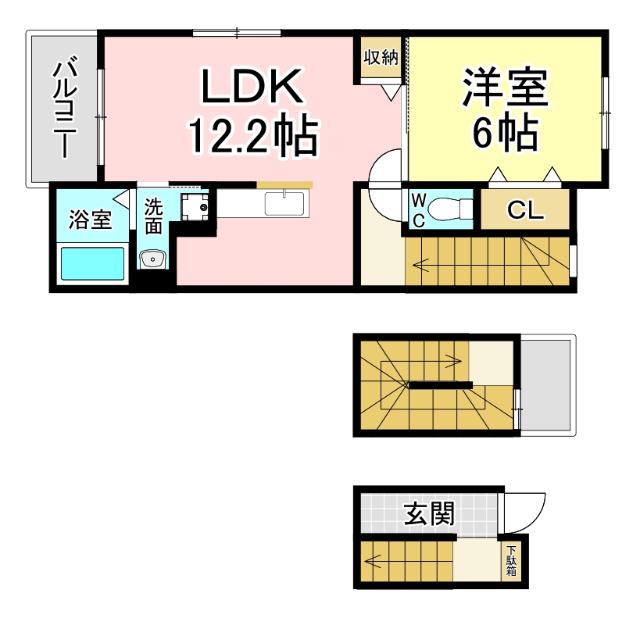 北九州市小倉南区北方アパート 間取り図画像