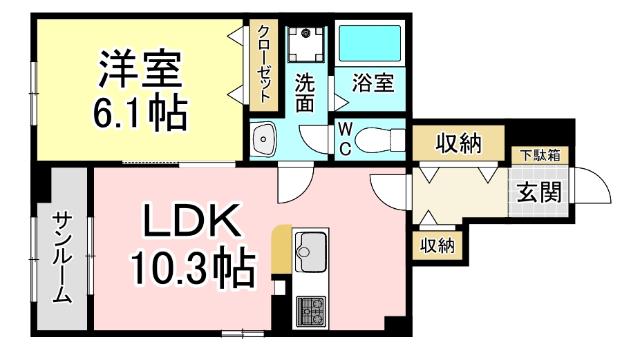 北九州市小倉南区長尾アパート 間取り図画像