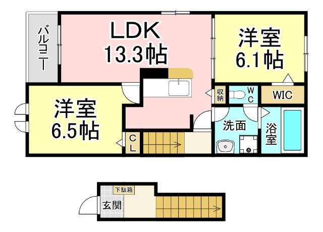 北九州市小倉南区朽網東アパート 間取り図画像
