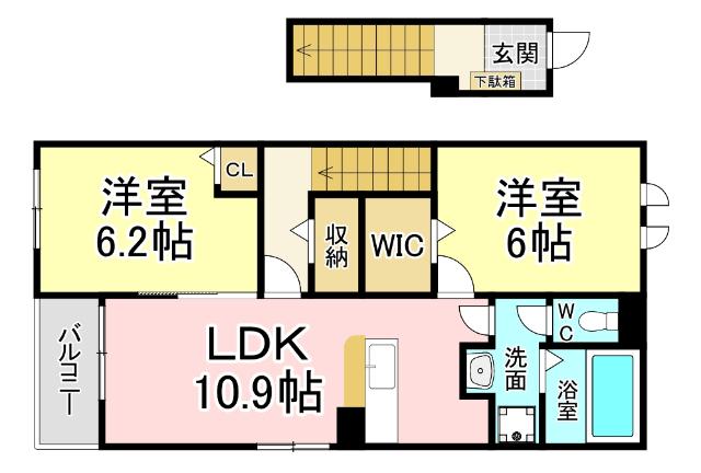 北九州市小倉南区朽網東アパート 間取り図画像