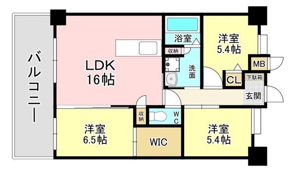 ウイングス三萩野 間取り図画像
