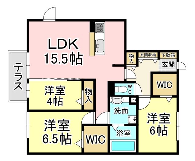 D-room城野駅Ｂ棟 間取り図画像