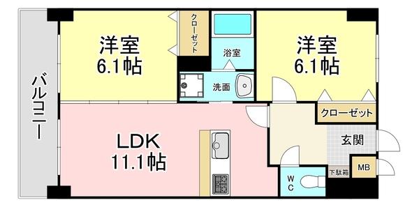 ニューシティアパートメンツ南小倉Ⅱ 間取り図画像