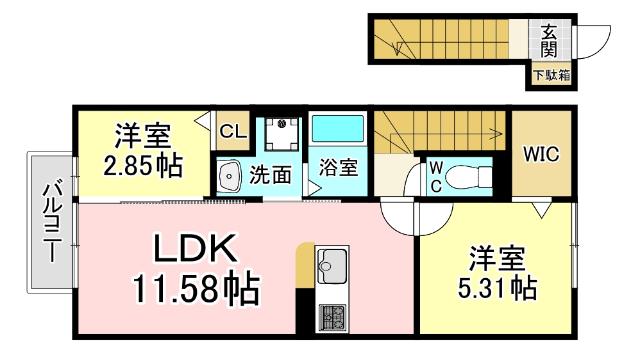 北九州市小倉南区蒲生アパート 間取り図画像