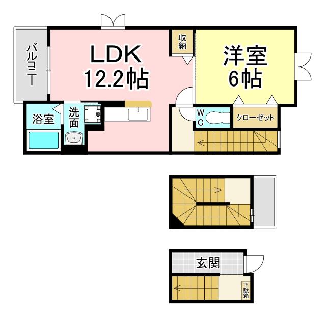 北九州市門司区大里桃山町アパート 間取り図画像