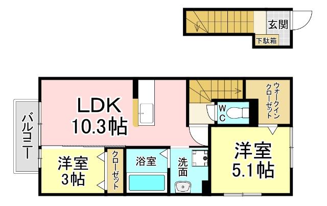 北九州市小倉南区津田アパート 間取り図画像