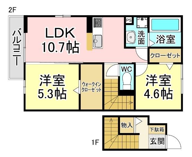 北九州市小倉南区上石田アパート 間取り図画像