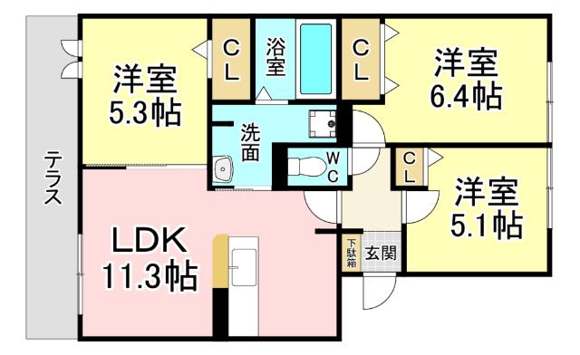 北九州市戸畑区境川アパート 間取り図画像