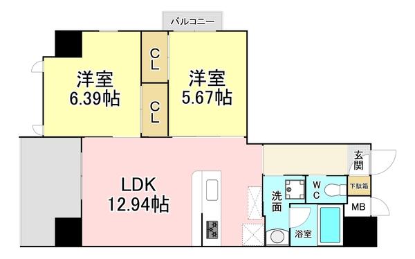 ウイングス城野駅前 間取り図画像