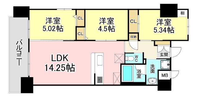 北九州市門司区高田マンション 間取り図画像