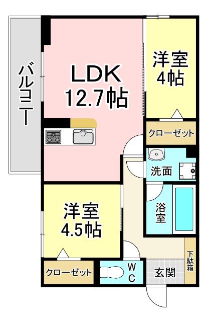 北九州市小倉北区高峰町アパート 間取り図画像
