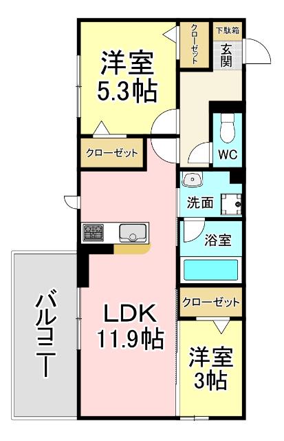 北九州市小倉北区高峰町アパート 間取り図画像