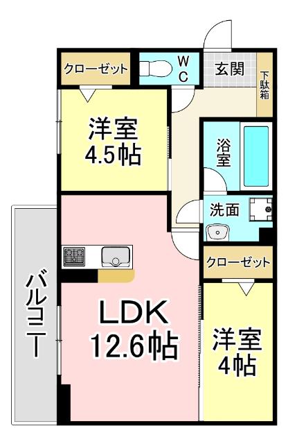 北九州市小倉北区高峰町アパート 間取り図画像