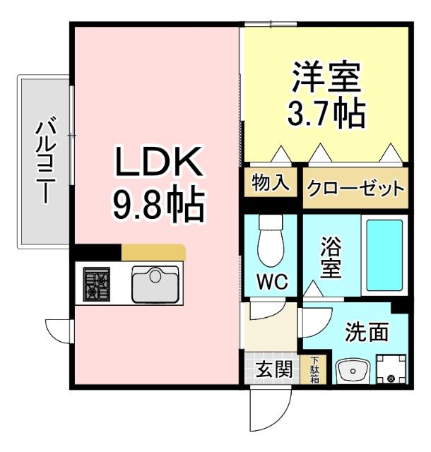 北九州市小倉南区北方アパート 間取り図画像