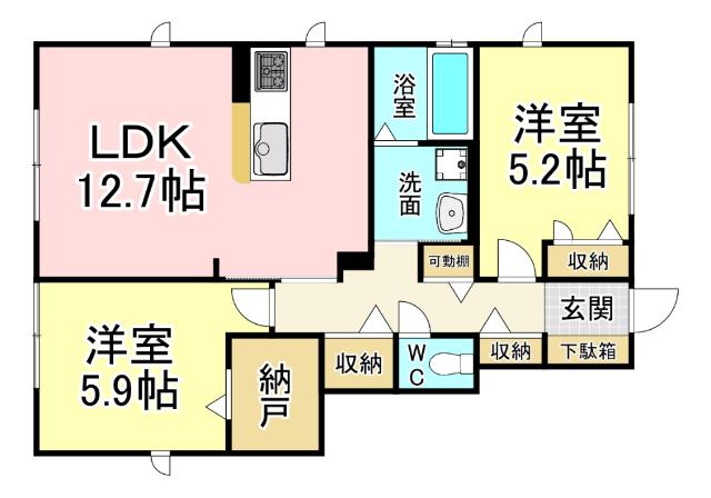 コートユウF棟 間取り図画像