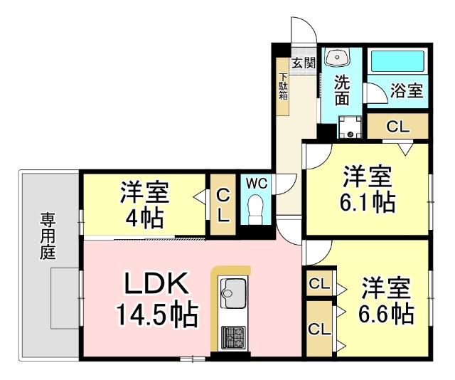 北九州市戸畑区中原東アパート 間取り図画像
