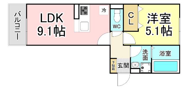 Glandsoleil小倉北 間取り図画像