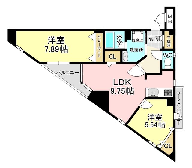 北九州市小倉北区砂津マンション 間取り図画像