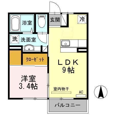 アルコバレーノ蛇田　Ａ（202） 間取り図画像