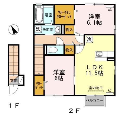 クレアコート　Ａ（202） 間取り図画像