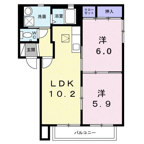 ピエス赤井Ｂ（102） 間取り図画像