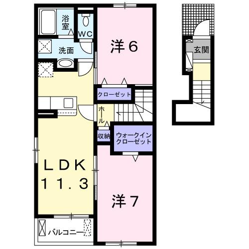 ＰＬＡＩＮ　桃の木（205） 間取り図画像