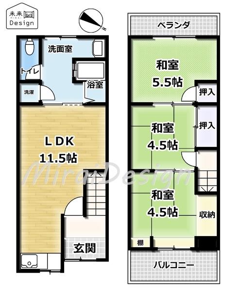 宇治市小倉町南浦　オーナーチェンジ物件 間取り図画像