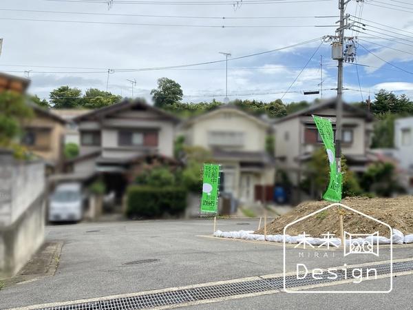 宇治市五ケ庄高峯山　建築条件無し売土地 前面道路含む現地写真