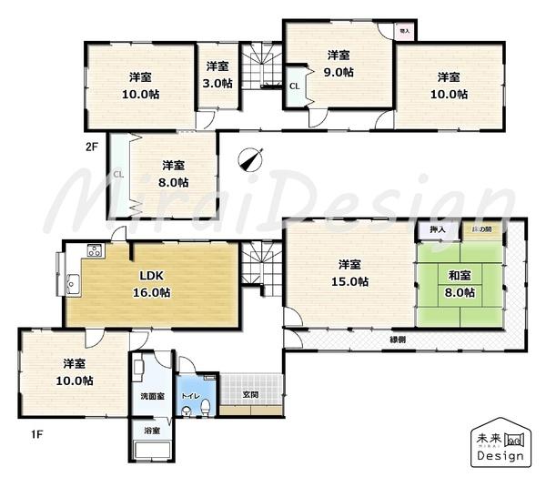 京田辺市田辺狐川　中古戸建住宅 間取り図画像
