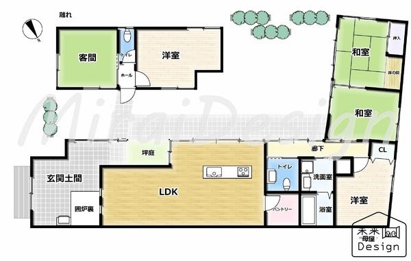 宇治市木幡平尾　中古戸建住宅 間取り図画像