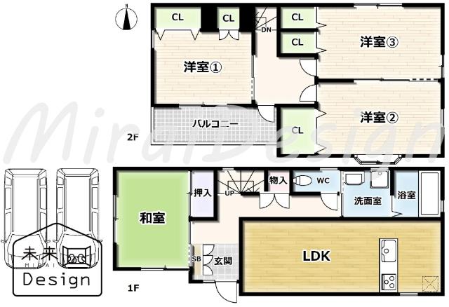 京田辺市草内五ノ坪　中古戸建住宅 間取り図画像