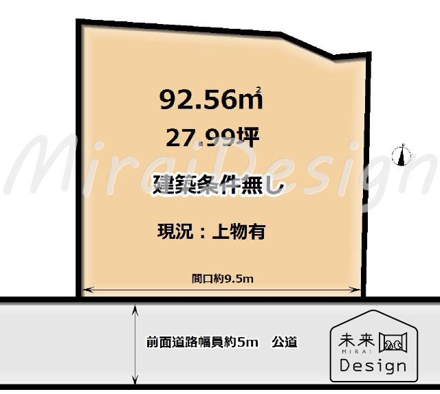 宇治市広野町大開　建築条件無し　売土地 区画図