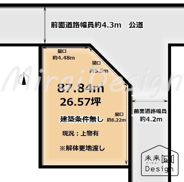 城陽市久世里ノ西　建築条件無し　売土地 区画図