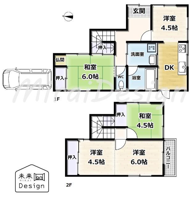 城陽市寺田市ノ久保　中古戸建住宅 間取り図画像