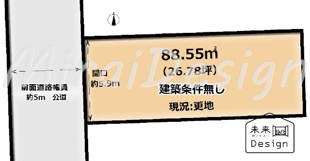 城陽市寺田垣内後　建築条件無し　売土地 区画図