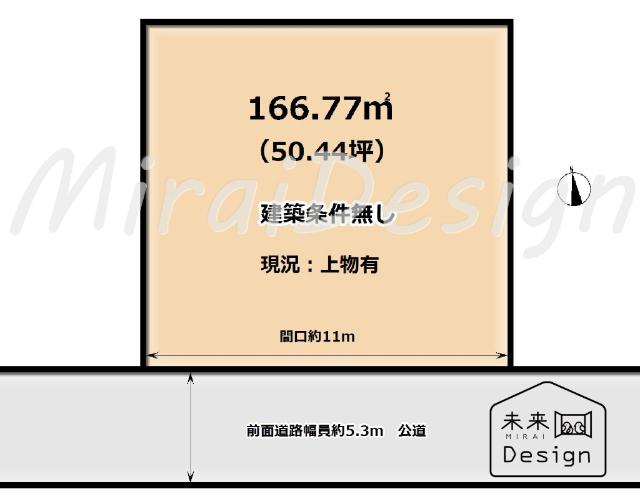宇治市広野町尖山　建築条件無し　売土地 区画図