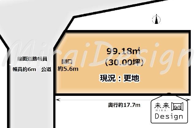 城陽市富野西垣内　建築条件無し　売土地 区画図