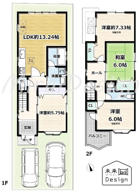 宇治市伊勢田町若林　中古戸建住宅 間取り図画像