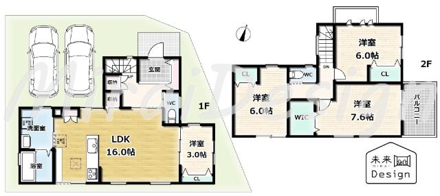 宇治市広野町大開　新築戸建住宅 間取り図画像