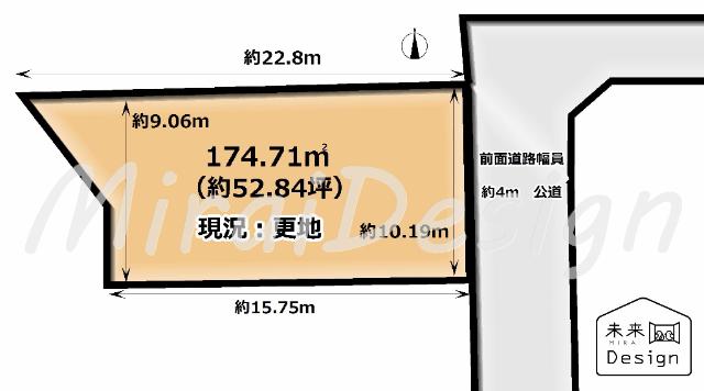 宇治市莵道丸山　建築条件無し　売土地 区画図