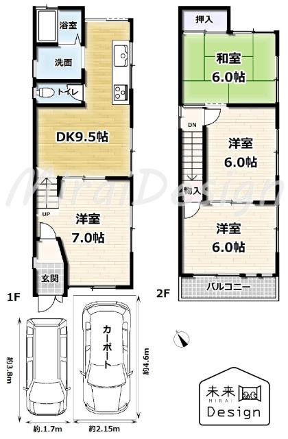 全室6帖以上の間取り4DK＋天井収納庫付き！