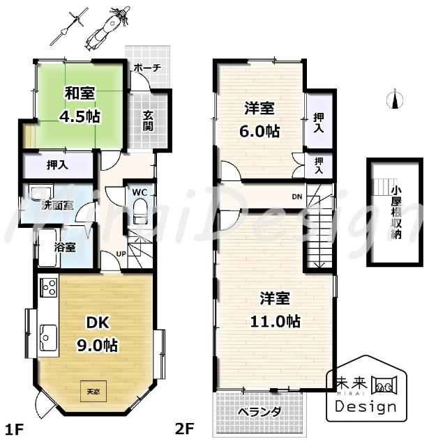 間取り3LDK！小屋裏収納付き♪ 出窓や天窓があるリビングルーム♪