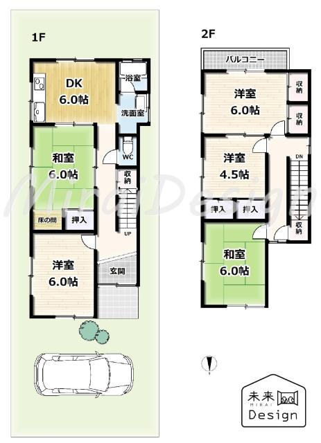 宇治市伊勢田町毛語　中古戸建住宅 間取り図画像