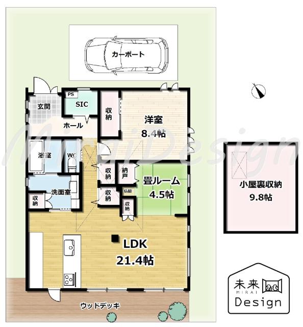 京田辺市山手西2丁目　中古戸建住宅 間取り図画像