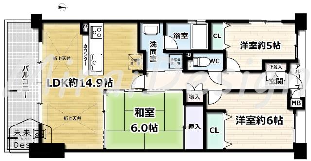 エスリード宇治広野　 間取り図画像