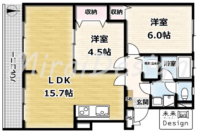 南宇治ローレルコート　A棟 間取り図画像