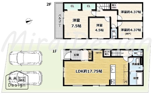 宇治市広野町丸山　2号地　新築戸建住宅 間取り図画像