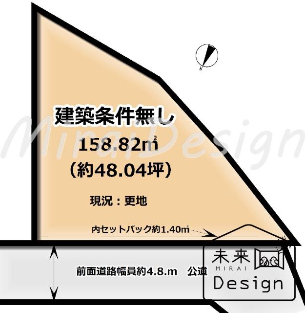 宇治市伊勢田町北山　建築条件無し　売土地 区画図